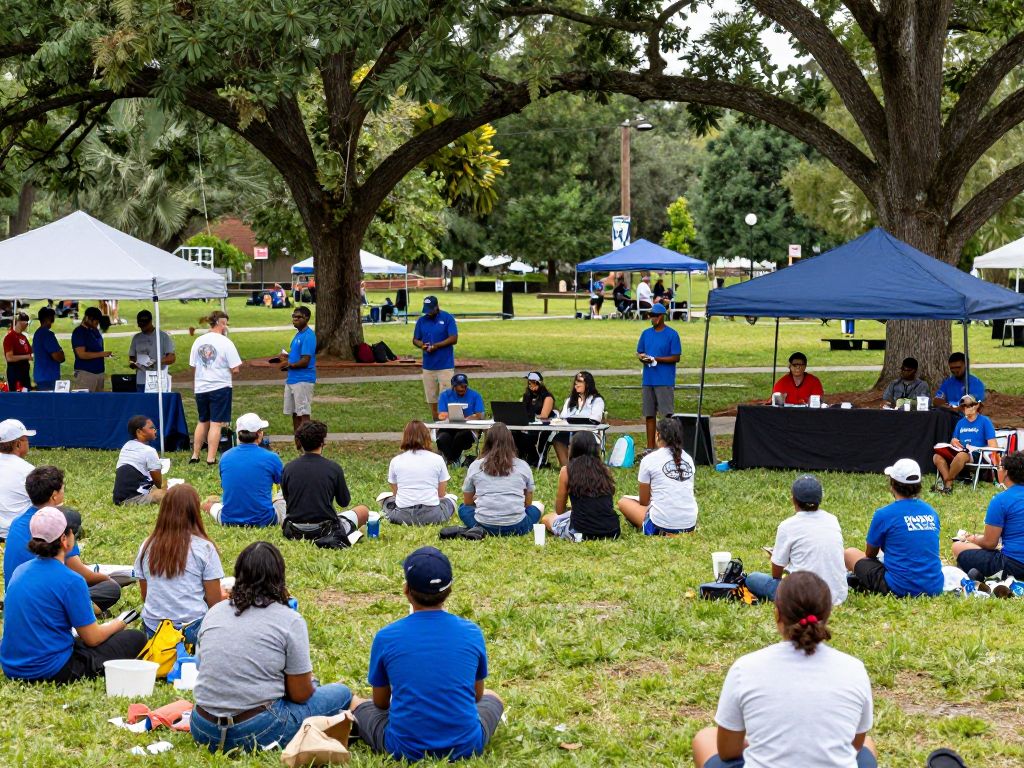 Aiken community members engaging in various events in a park