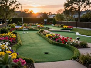 A vibrant scene of Aiken Putt-Putt miniature golf course, now closed.