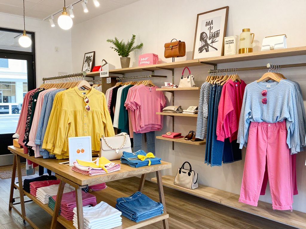 Interior view of American Honey boutique featuring casual clothing and accessories