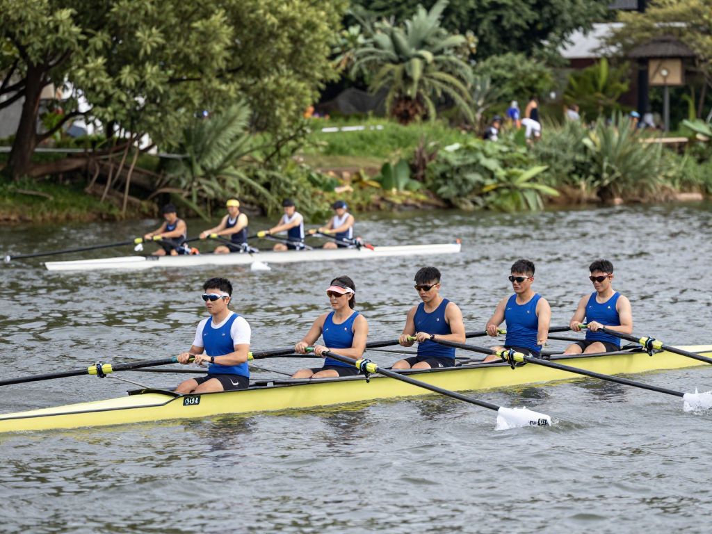 Rowers training on the Savannah River