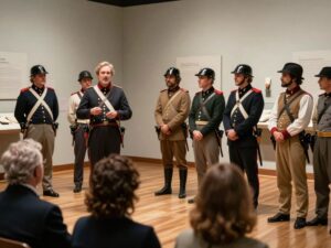 Historical reenactors presenting military life from the 1860s during the Battle of Aiken preview event.