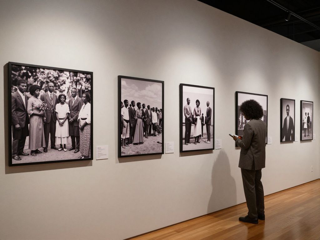Exhibit showcasing historical photographs celebrating Black culture