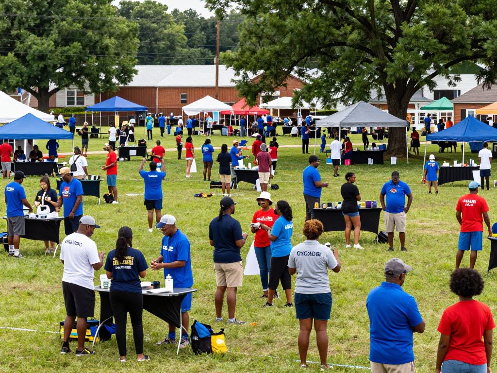People gathering at a community event in Aiken SC
