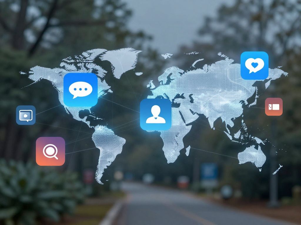 Abstract depiction of digital commerce and global competition