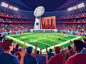 Illustration of excitement around sports betting in Georgia during the Super Bowl