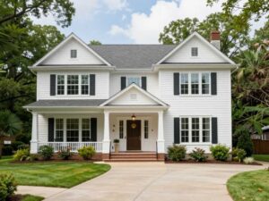 Exterior view of a rental property in Aiken, SC, representing luxury and privacy.