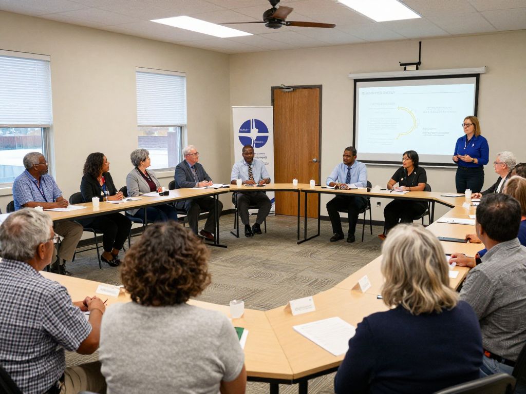 Residents of Richmond County participating in a town hall meeting