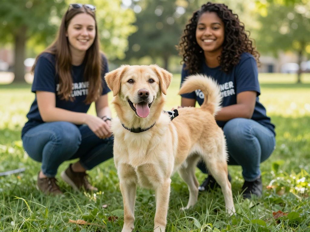 A shelter dog enjoying a day out in Aiken SC with a volunteer