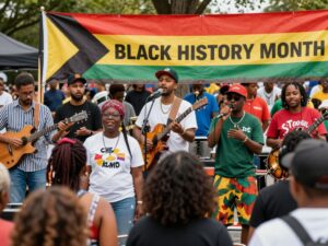 Community gathering celebrating Black History Month