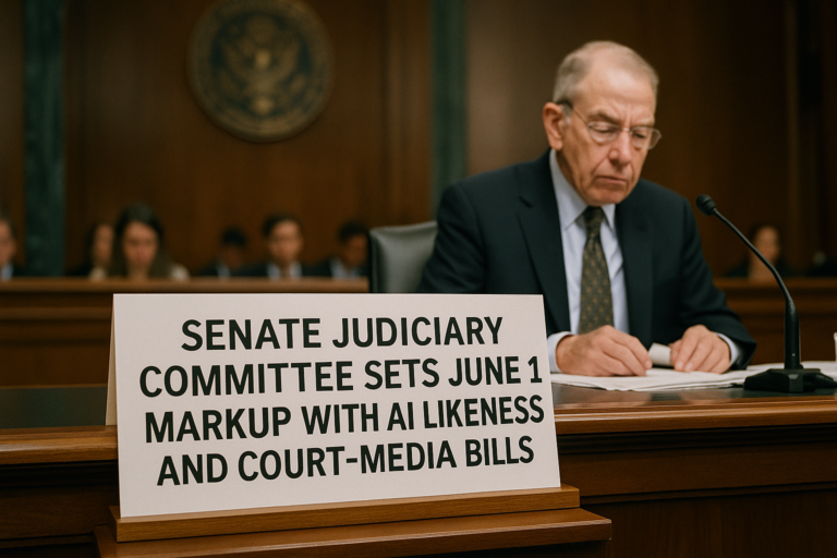 Senate Judiciary Committee to Markup AI Likeness and Court Media Bills