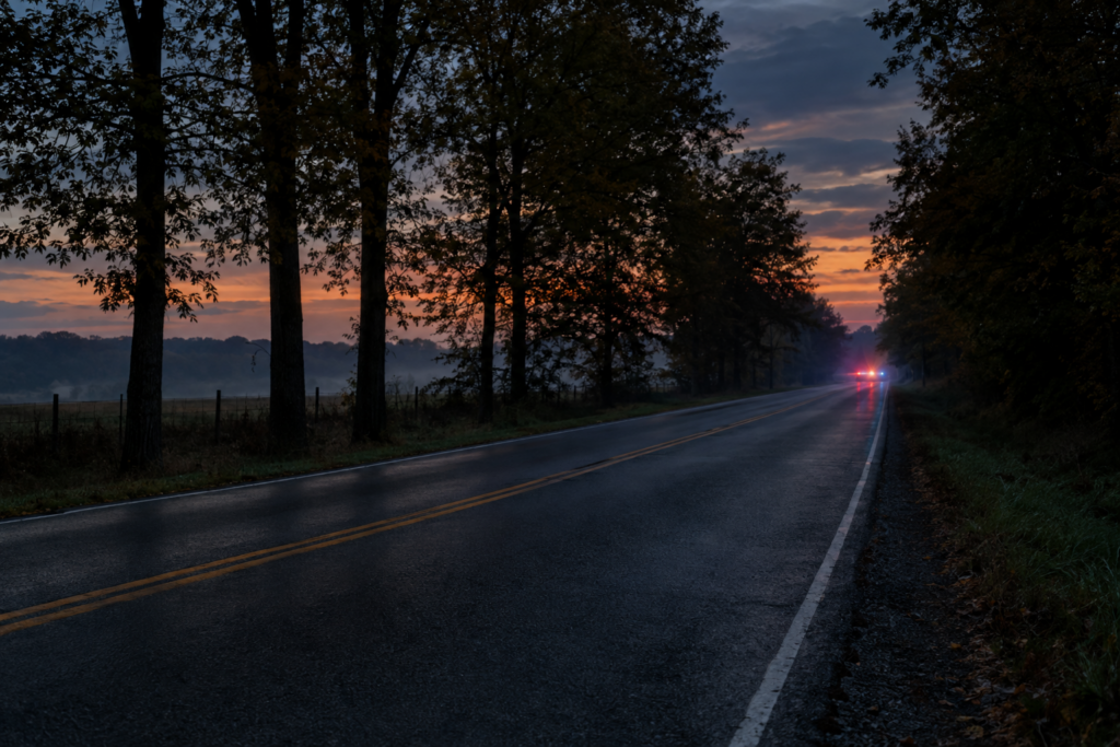 Rural road at dusk Aiken County