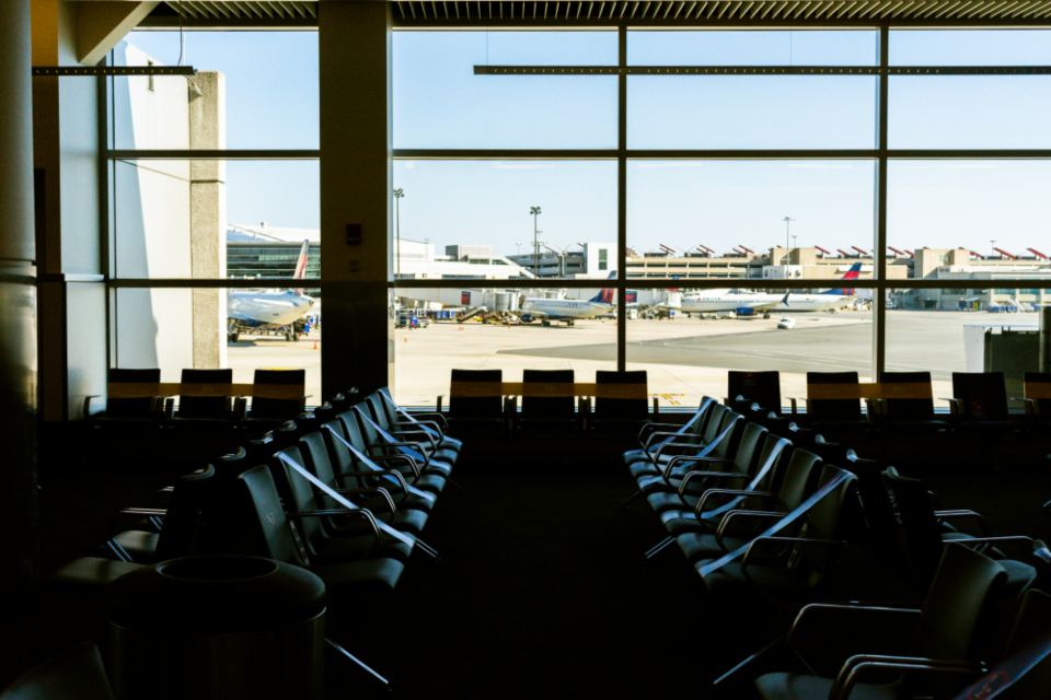 Airport runway stretching toward the horizon