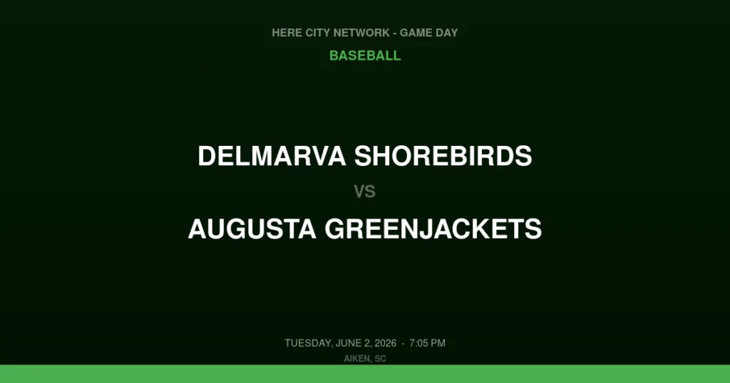 Delmarva Shorebirds vs. Augusta GreenJackets — Baseball Game Day — Aiken, SC — Jun 2, 2026