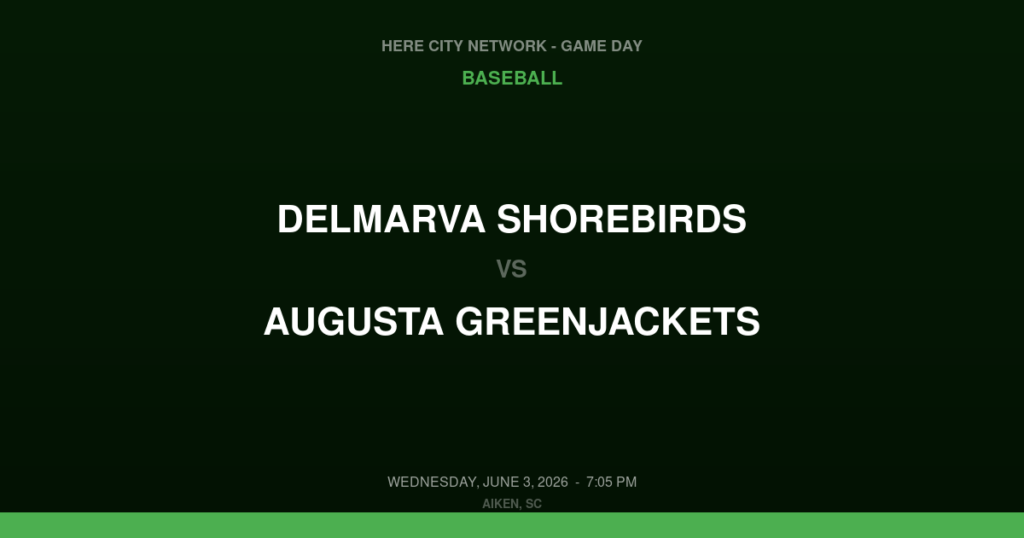 Delmarva Shorebirds vs. Augusta GreenJackets — Baseball Game Day — Aiken, SC — Jun 3, 2026