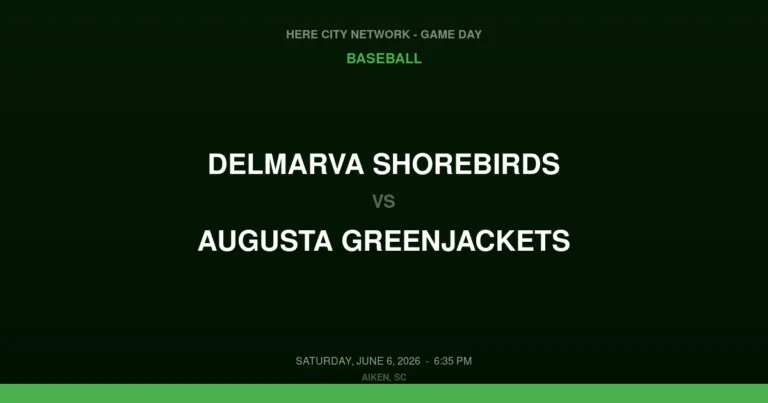 Delmarva Shorebirds vs. Augusta GreenJackets — Baseball Game Day — Aiken, SC — Jun 6, 2026