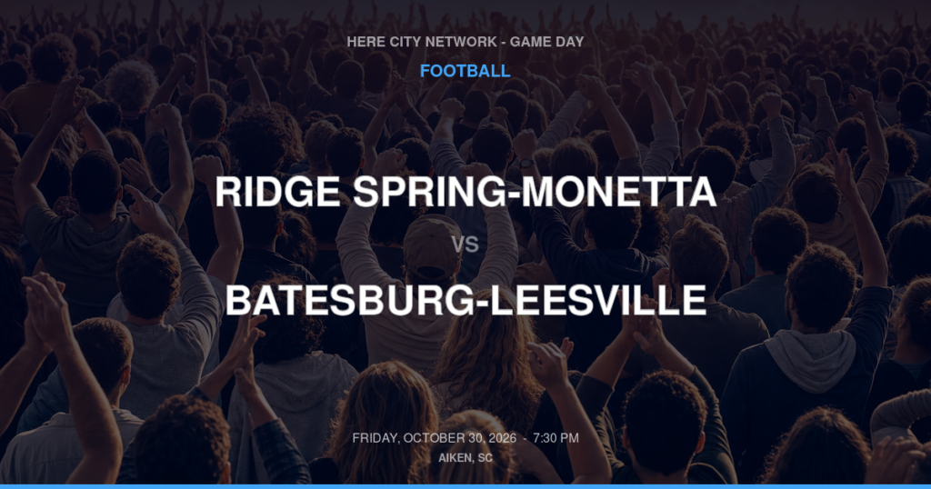 RIDGE SPRING-MONETTA vs BATESBURG-LEESVILLE FOOTBALL game day graphic - Aiken, SC